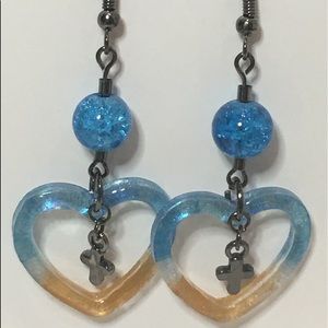 Heart shaped ocean 🌊 theme necklace & earrings